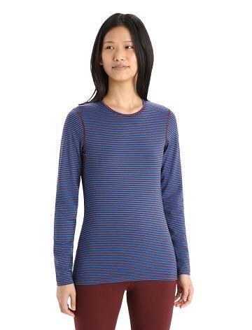 Lazurite / Espresso Women's Icebreaker Merino 200 Oasis Long Sleeve Crewe Thermal Top Base Layers | USA 1926NWYB